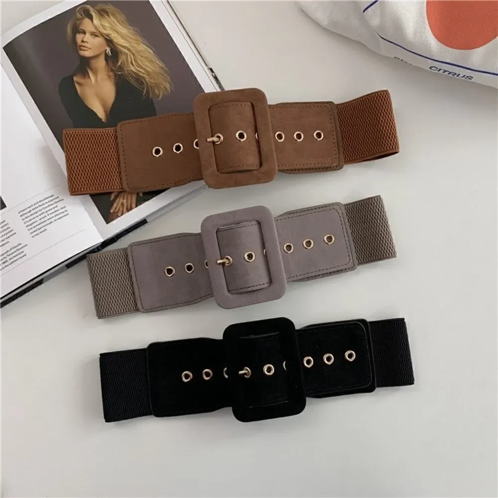 Brown Ladies Elastic Wide Belt